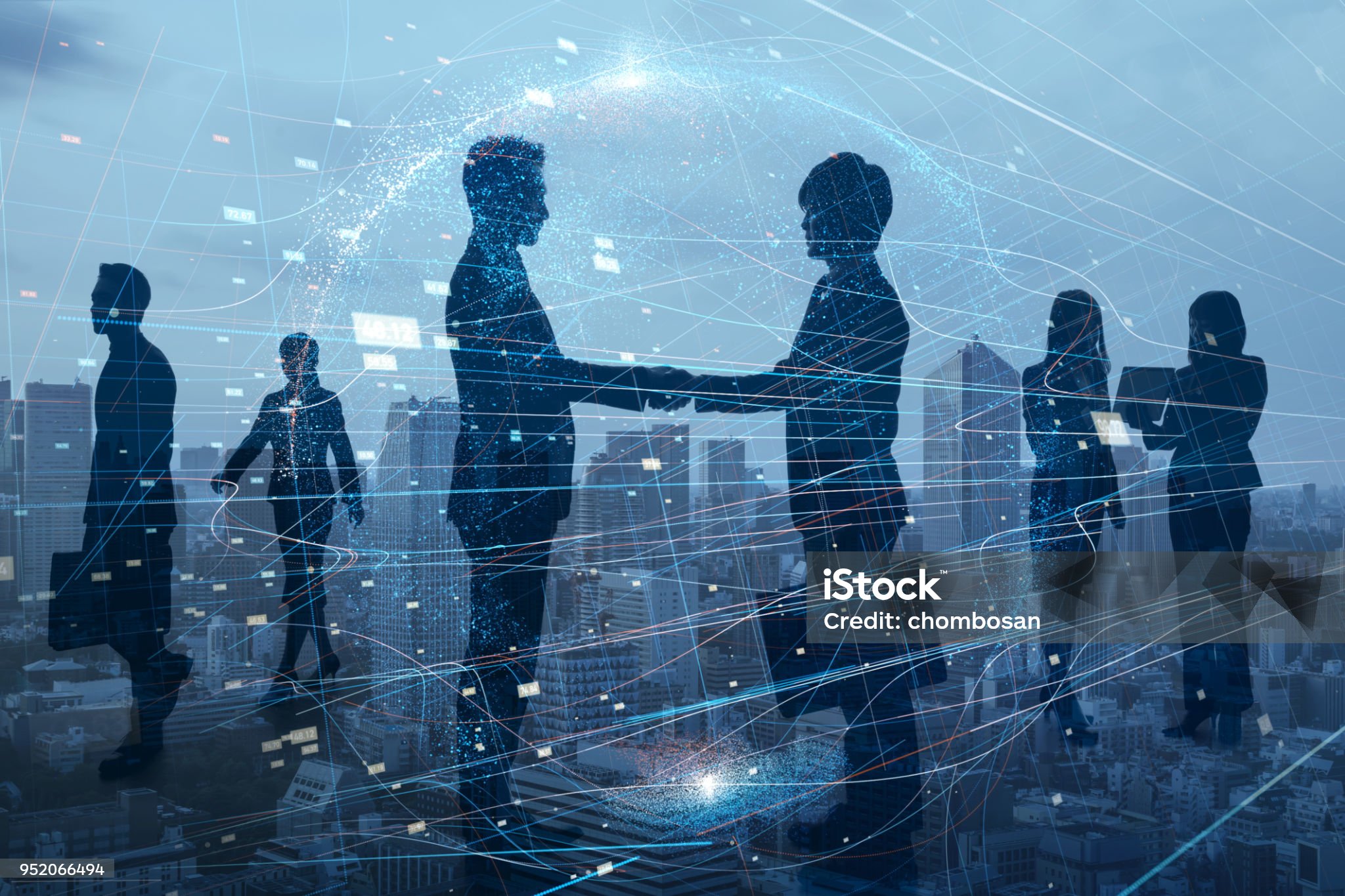 人間間、会社間でのネットワークを表す画像